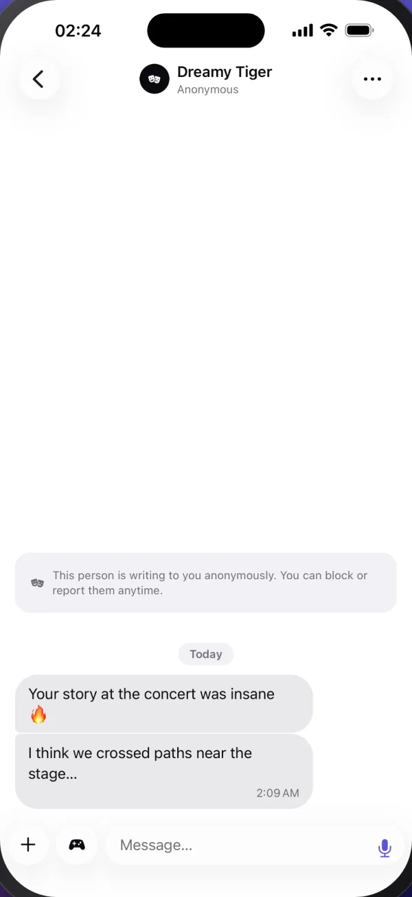 A chat with someone who isn't showing their profile