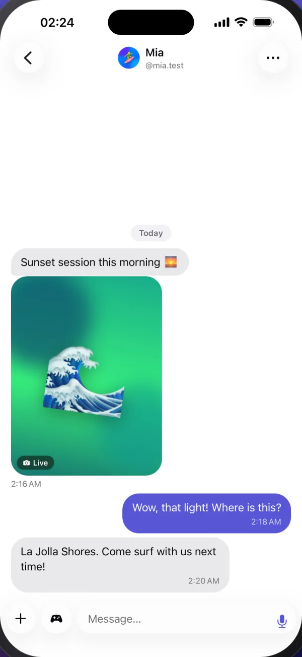 A photo taken live in a chat